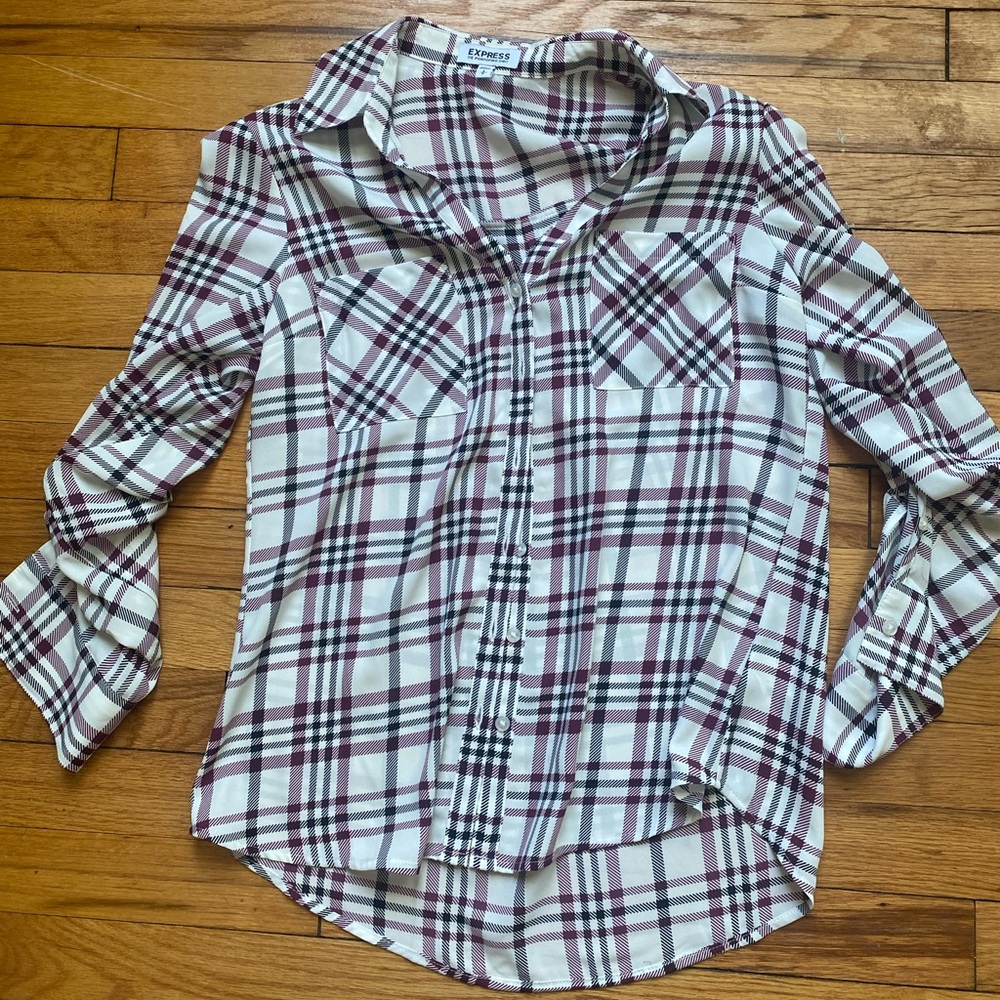 EXPRESS women’s portofino button up in plaid